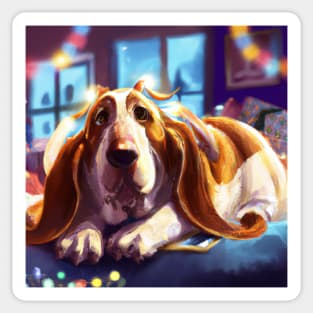 Cute Basset Hound Drawing Sticker